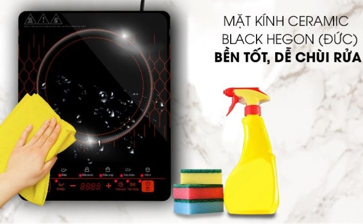 Bếp từ Comfee CI-TD2120A mặt bếp bằng kính chịu nhiệt cao cấp Ceramic - Black Hegon của Đức, dễ làm sạch Bếp từ Comfee CI-TD2120A mặt bếp bằng kính chịu nhiệt cao cấp Ceramic - Black Hegon của Đức, dễ làm sạch