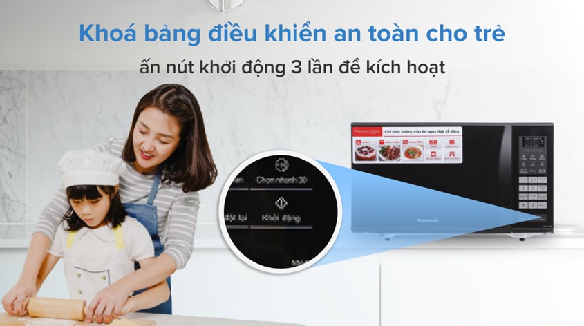 Khóa an toàn trên lò vi sóng có nướng Panasonic NN-CT36HBYUE Khóa an toàn trên lò vi sóng có nướng Panasonic NN-CT36HBYUE