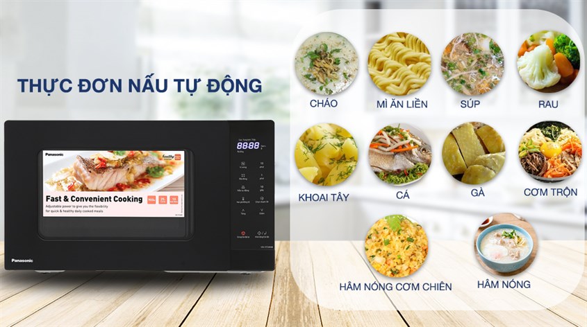 Lò vi sóng Panasonic NN-ST34NBYUE có trang bị các thực đơn nấu tự động đa dạng Lò vi sóng Panasonic NN-ST34NBYUE có trang bị các thực đơn nấu tự động đa dạng