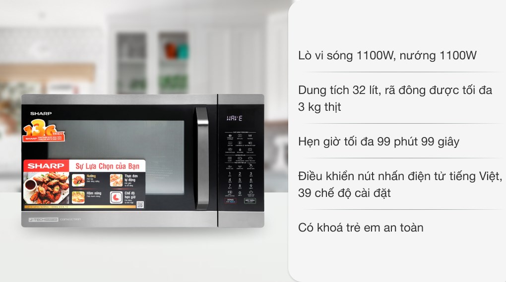 lo-vi-song-sharp-r-c932xvn-bst637693971364100439 Lò vi sóng có nướng Sharp R-C932XVN-BST 32 lít