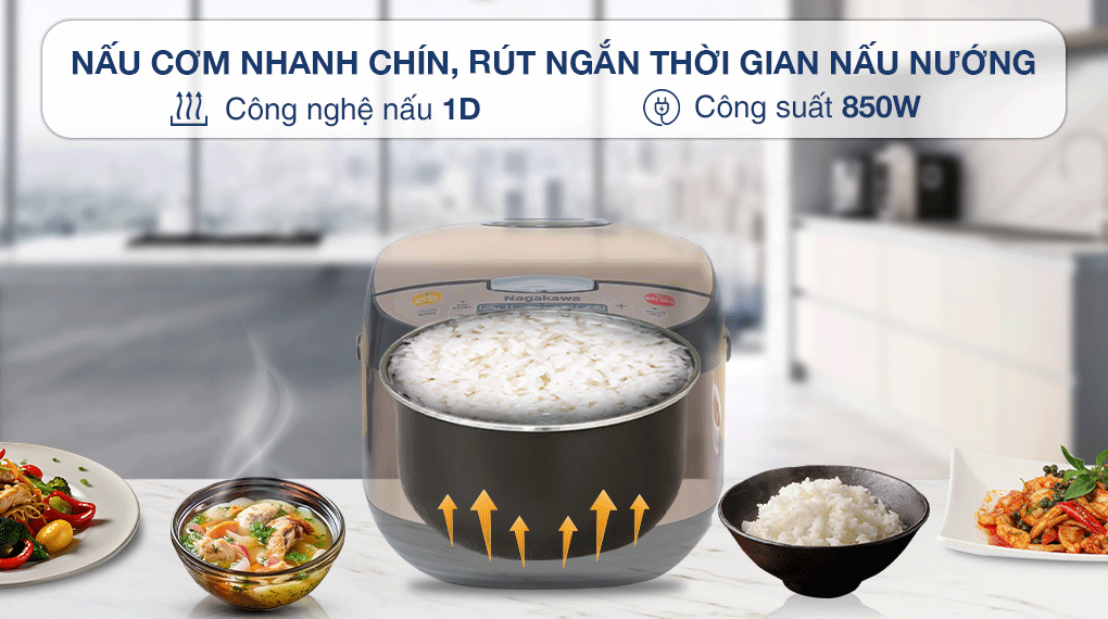 Nồi cơm điện tử Nagakawa 1.8 lít NER5556 sử dụng công nghệ nấu 1D nấu cơm chín nhanh chóng tiết kiệm thời gian Nồi cơm điện tử Nagakawa 1.8 lít NER5556 sử dụng công nghệ nấu 1D nấu cơm chín nhanh chóng tiết kiệm thời gian